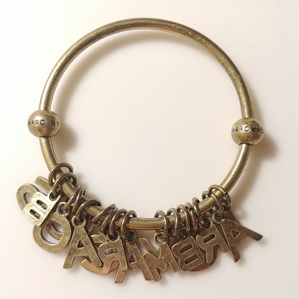 Marc Jacobs Black Brass Bangle Charm Bracelet - Picture 6 of 8